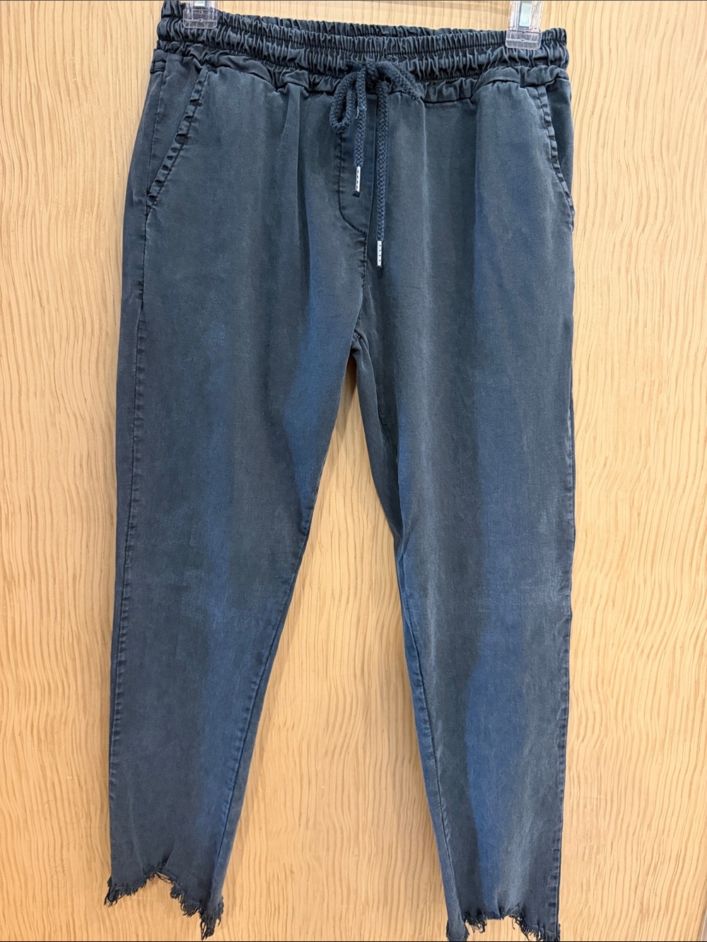 Women's Washed Black Drawstring Track Pants